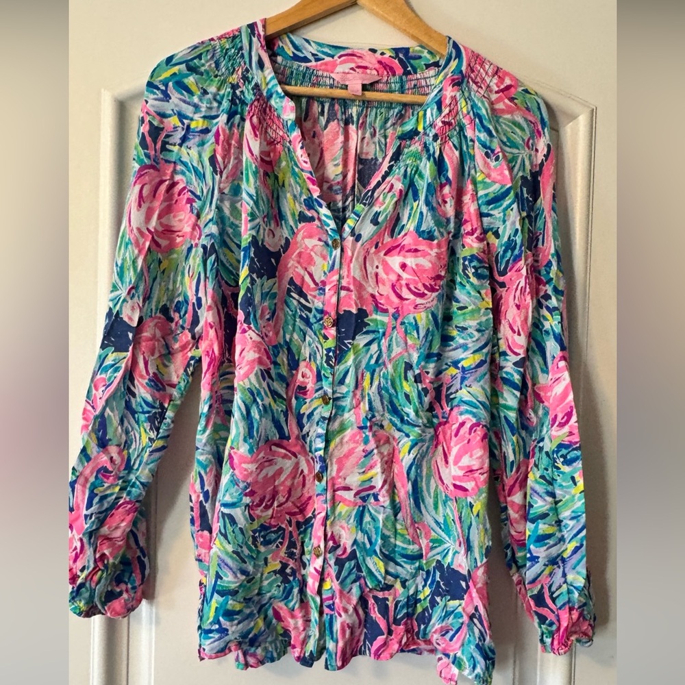 Lilly Pulitzer Elsa Flamingo Blouse